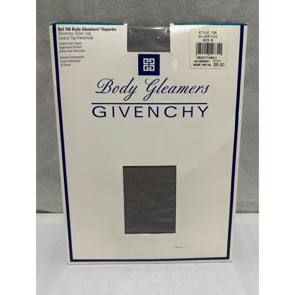 Givenchy Body Gleamers Sheer Leg Control‎ Top Pantyhose Sz B Silver Fox NOS